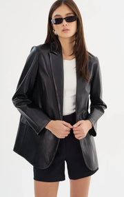 Lamarque - Karrin Distressed Leather Blazer | Black