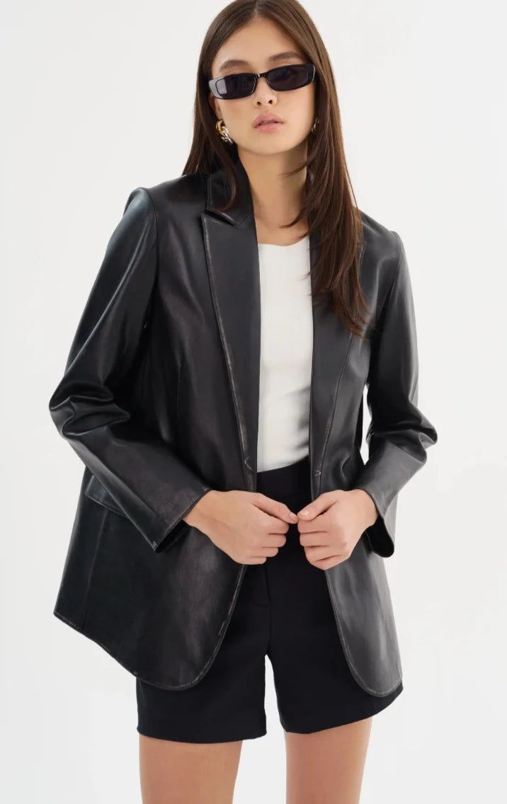 Lamarque - Karrin Distressed Leather Blazer | Black