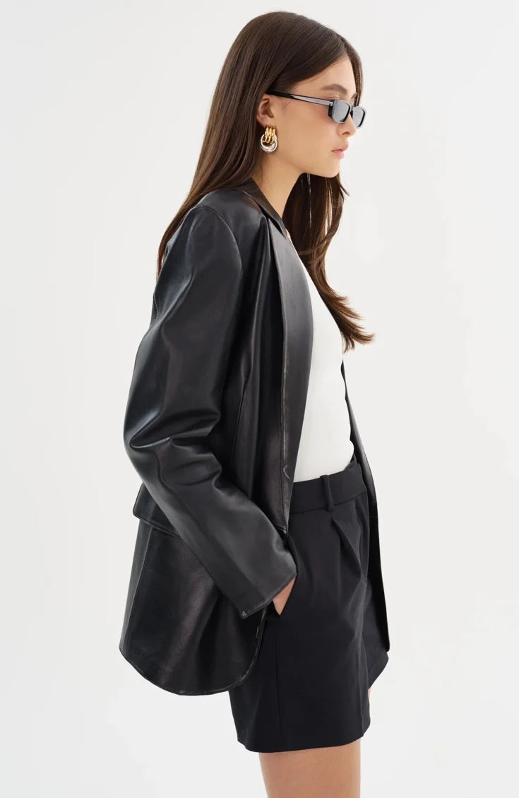 Lamarque - Karrin Distressed Leather Blazer | Black