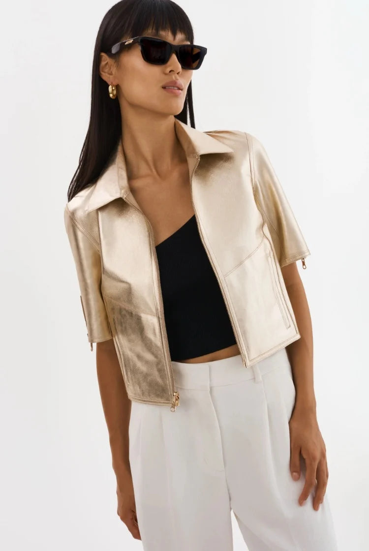 Lamarque  - Sevana Reversible Leather Jacket | Gold / Wheat