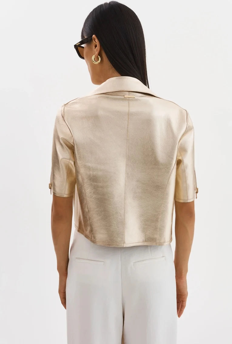 Lamarque  - Sevana Reversible Leather Jacket | Gold / Wheat