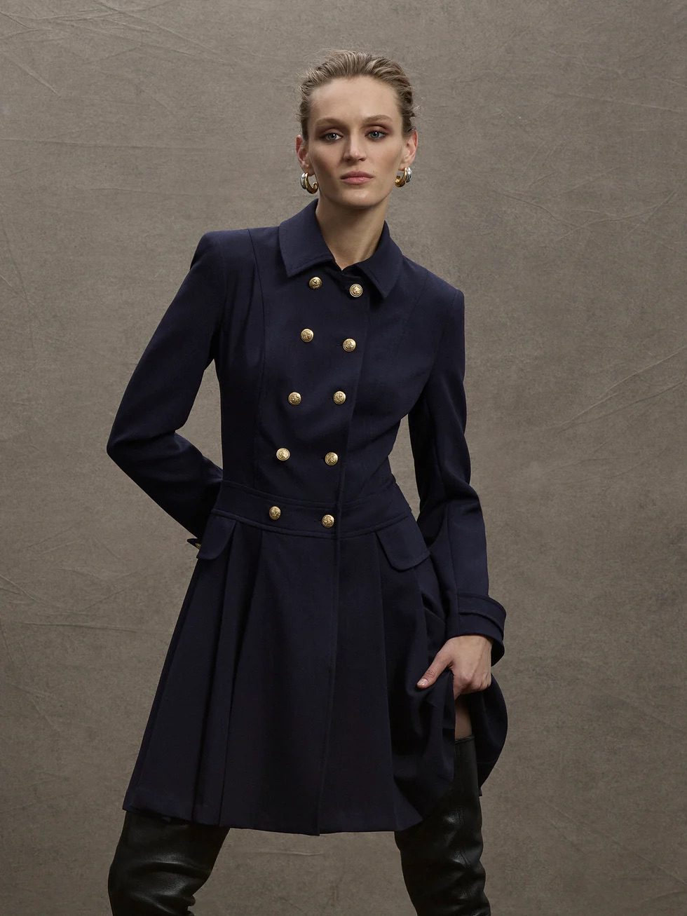 Moss and Spy - Morgan Pleated Coat Dress