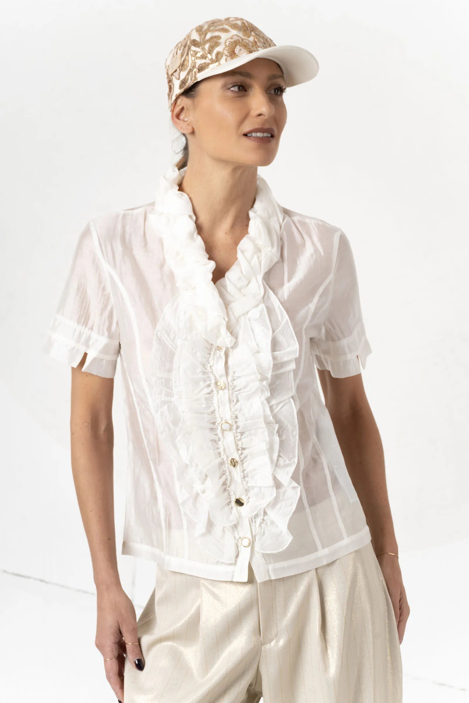 Elisa Cavaletti - Ruffle Cream Blouse