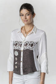 Elisa Cavaletti - White Fluid Lace Print in Brown