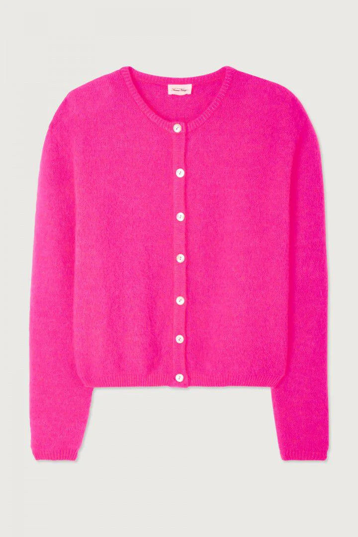 American Vintage - Vitow Cardigan VITO19E | Fluro Pink Melange