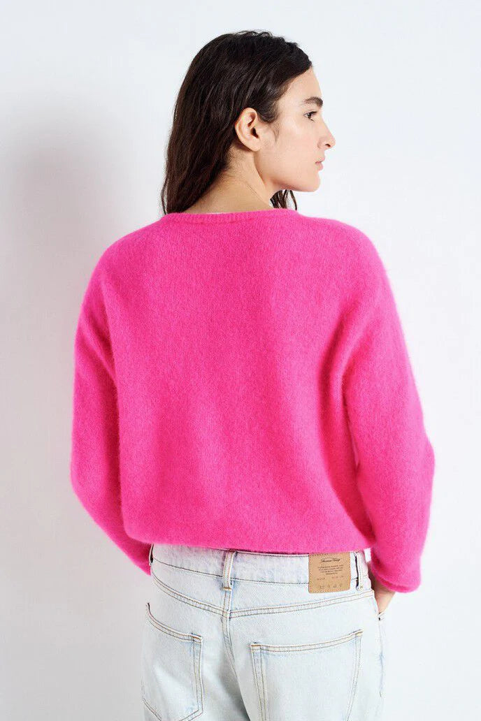 American Vintage - Vitow Cardigan VITO19E | Fluro Pink Melange