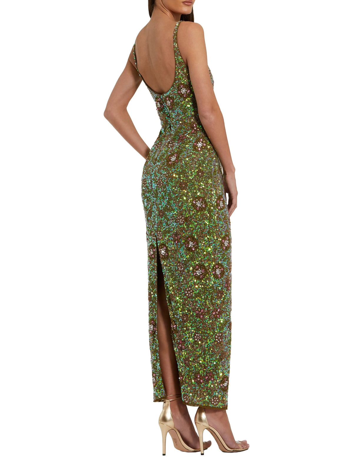 Mac Duggal - Green Hand Embellished Maxi Dress