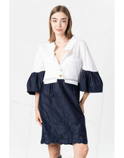 Elisa Cavaletti - White and Navy Dress