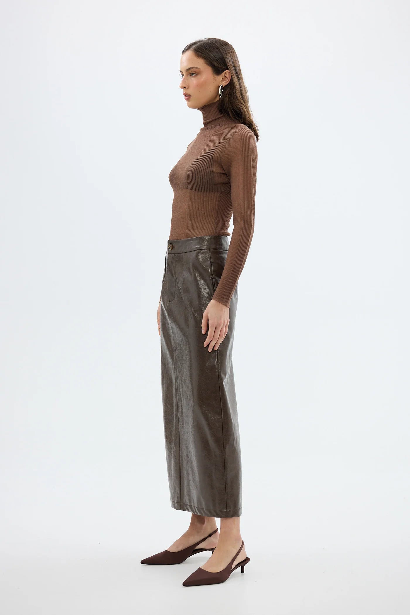 Bubish - Riley Sheer Long Sleeve Top | Chocolate