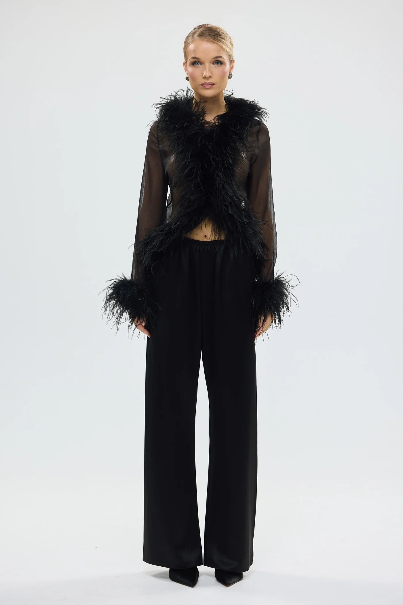 Bubish - Gigi Sheer Feather Blouse | Black