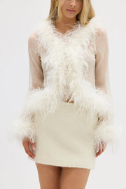 Bubish - Gigi Sheer Feather Blouse | Ivory