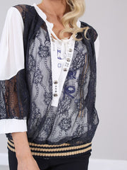 Elisa Cavaletti - Black Lace and White Bomber