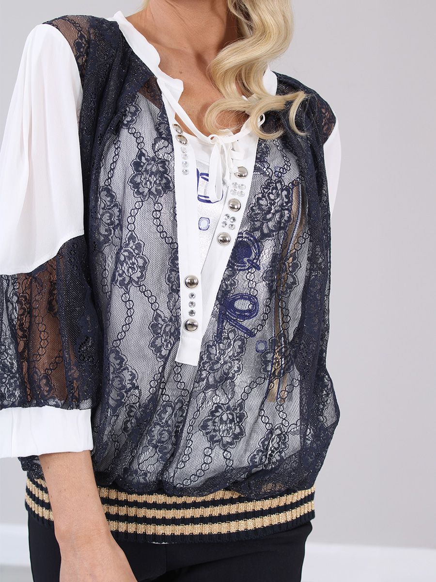 Elisa Cavaletti - Black Lace and White Bomber