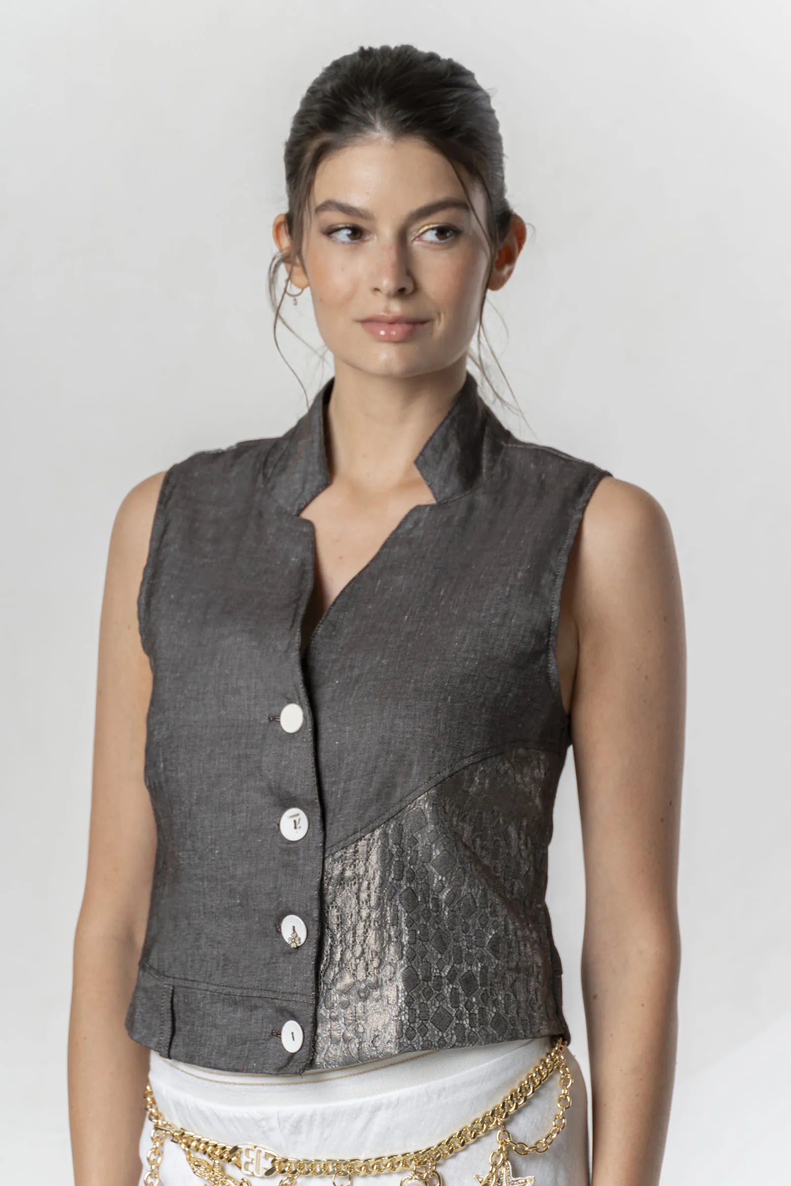 Elisa Cavaletti  - Brown Linen Vest