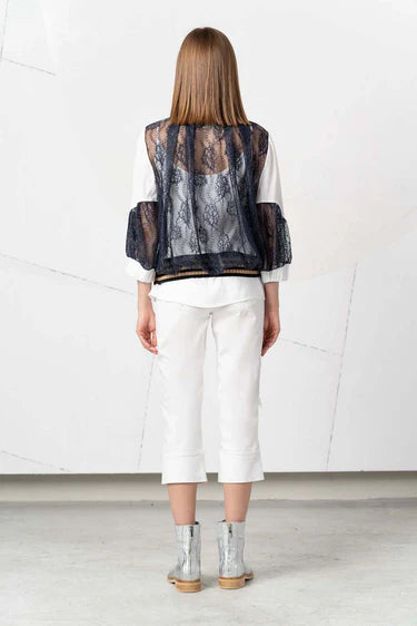 Elisa Cavaletti - Black Lace and White Bomber