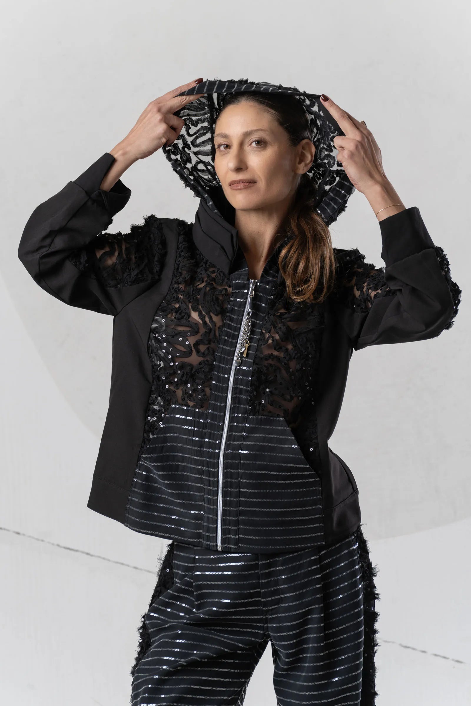 Elisa Cavaletti - Black 3D Floral Lace Jacket
