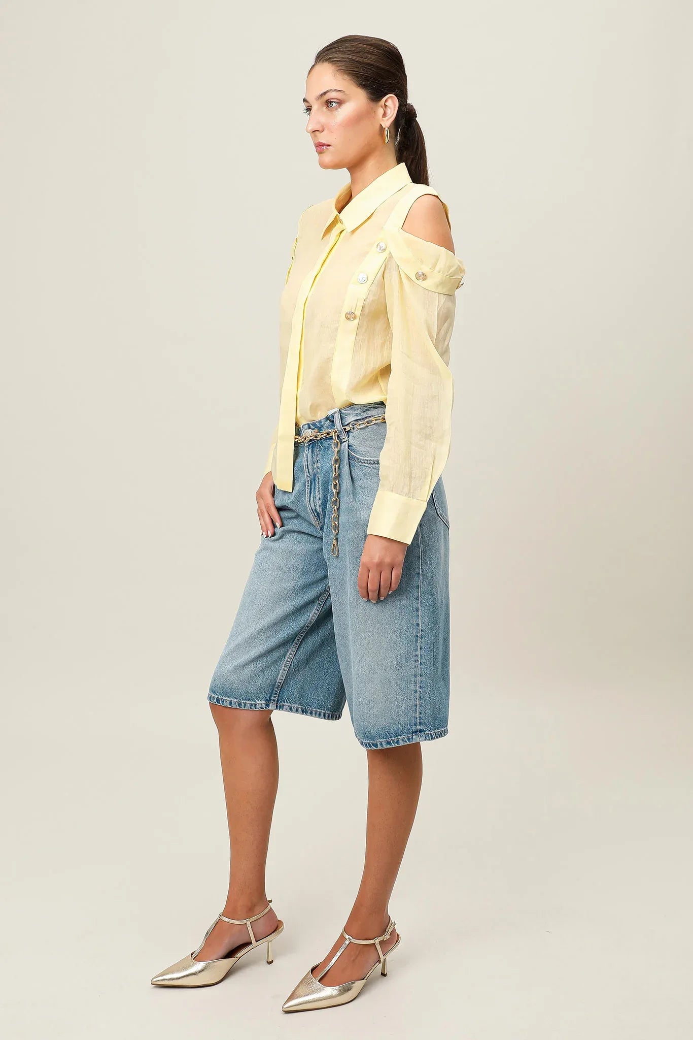 Yellow Realm Origin Vivre Shirt with a casual fit, displayed on a neutral background.