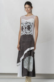 Elisa Cavaletti - White Dress with Brown Maxi Print