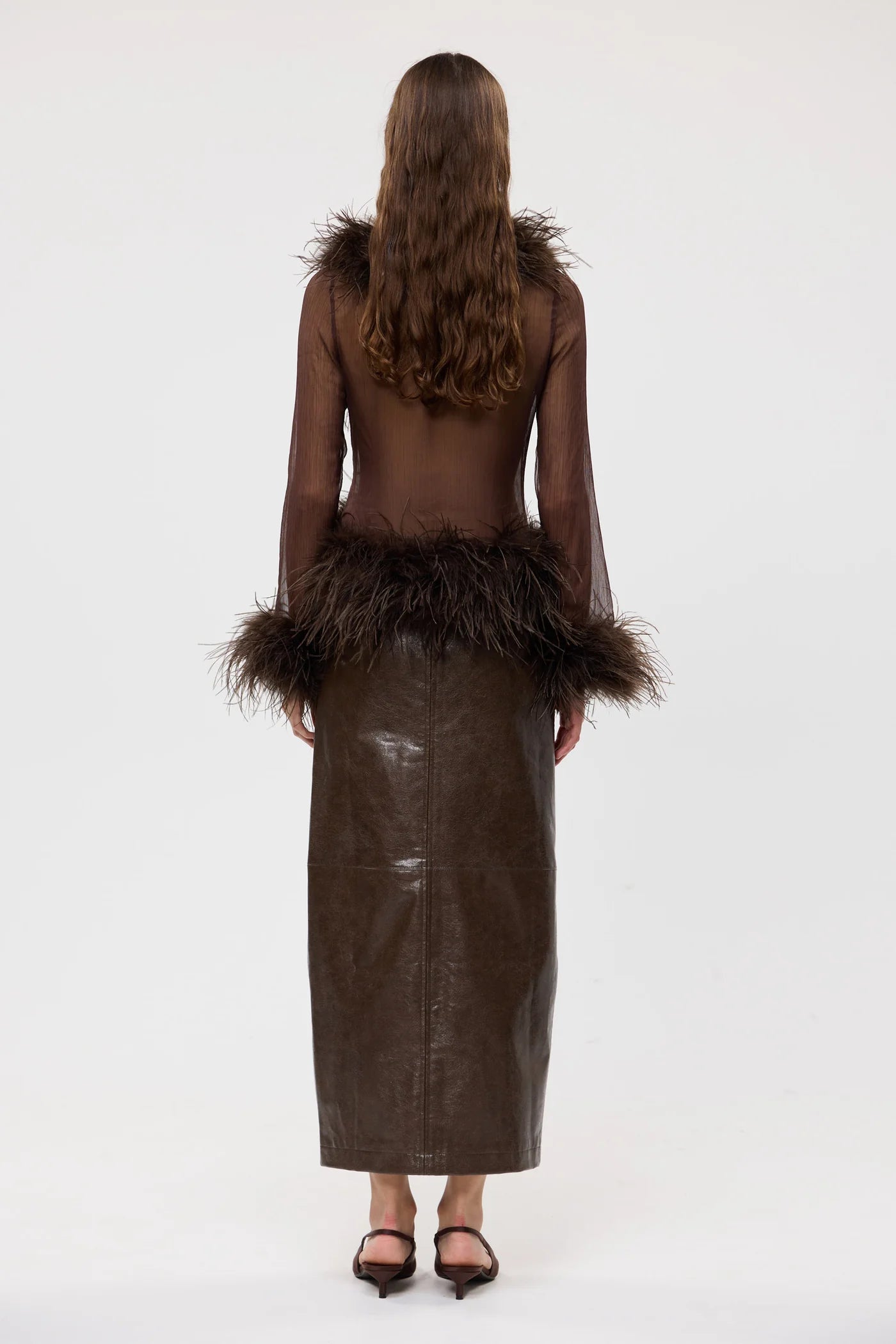 Bubish - Gigi Sheer Feather Blouse |Chocolate