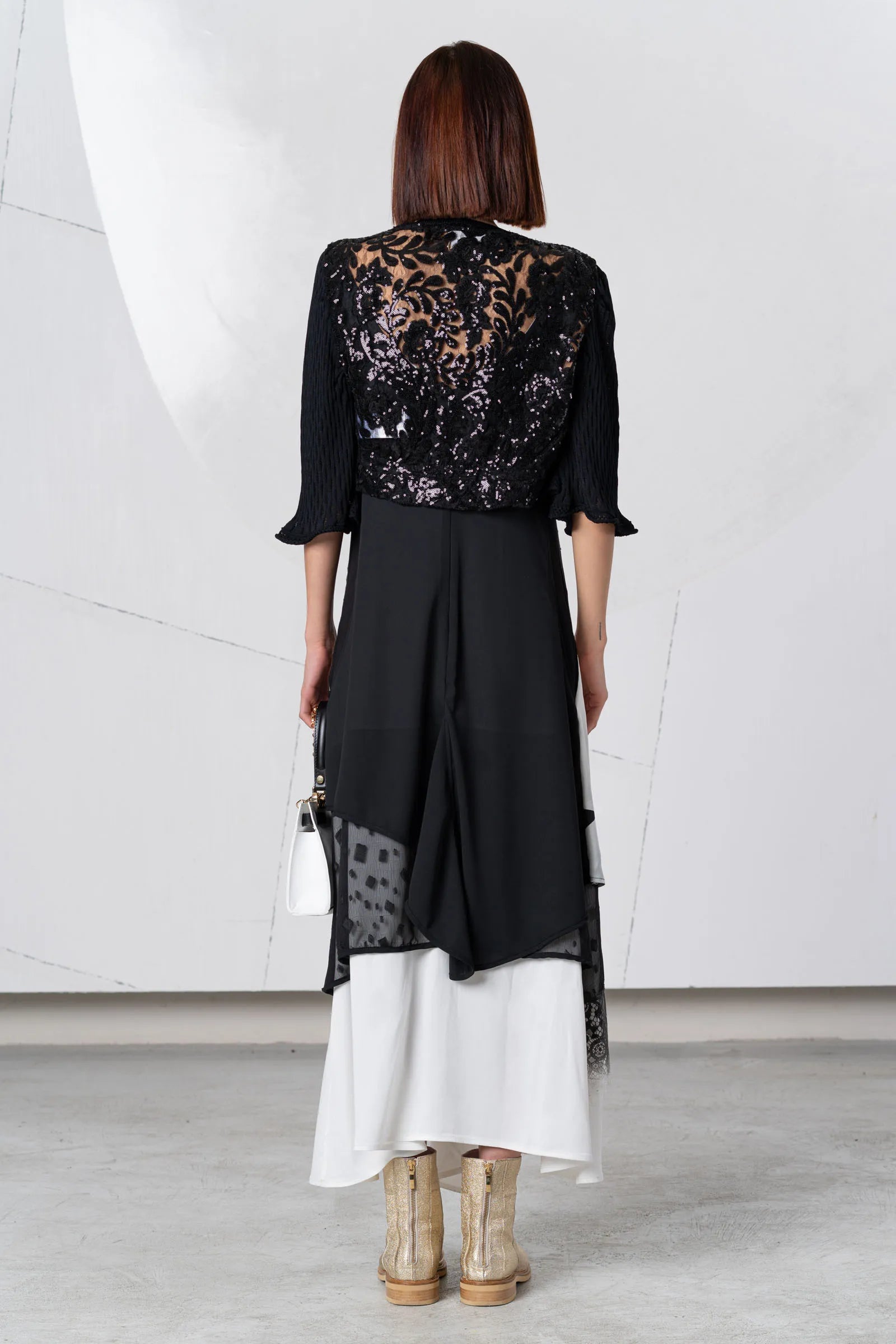 Elisa Cavaletti - Black Lace Cropped Cardi