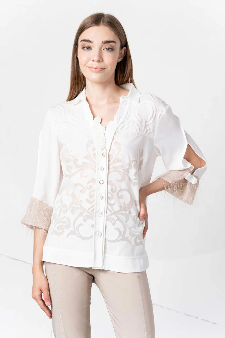 Elisa Cavaletti - Blouse with Trim - Off White