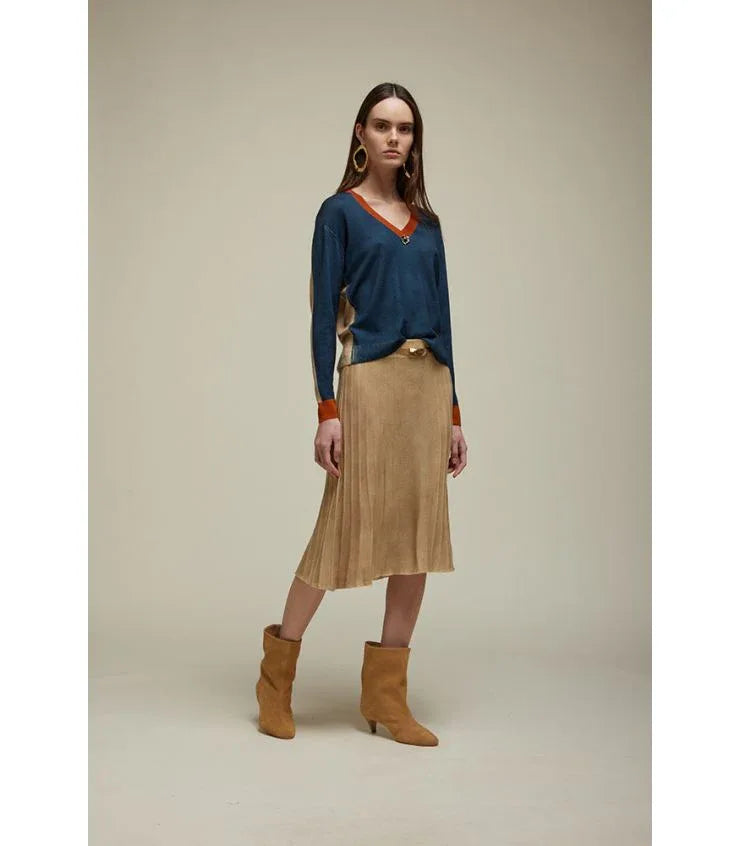 Jei’s - Sweater with Brooch | Anthracite/ Beige - Torso