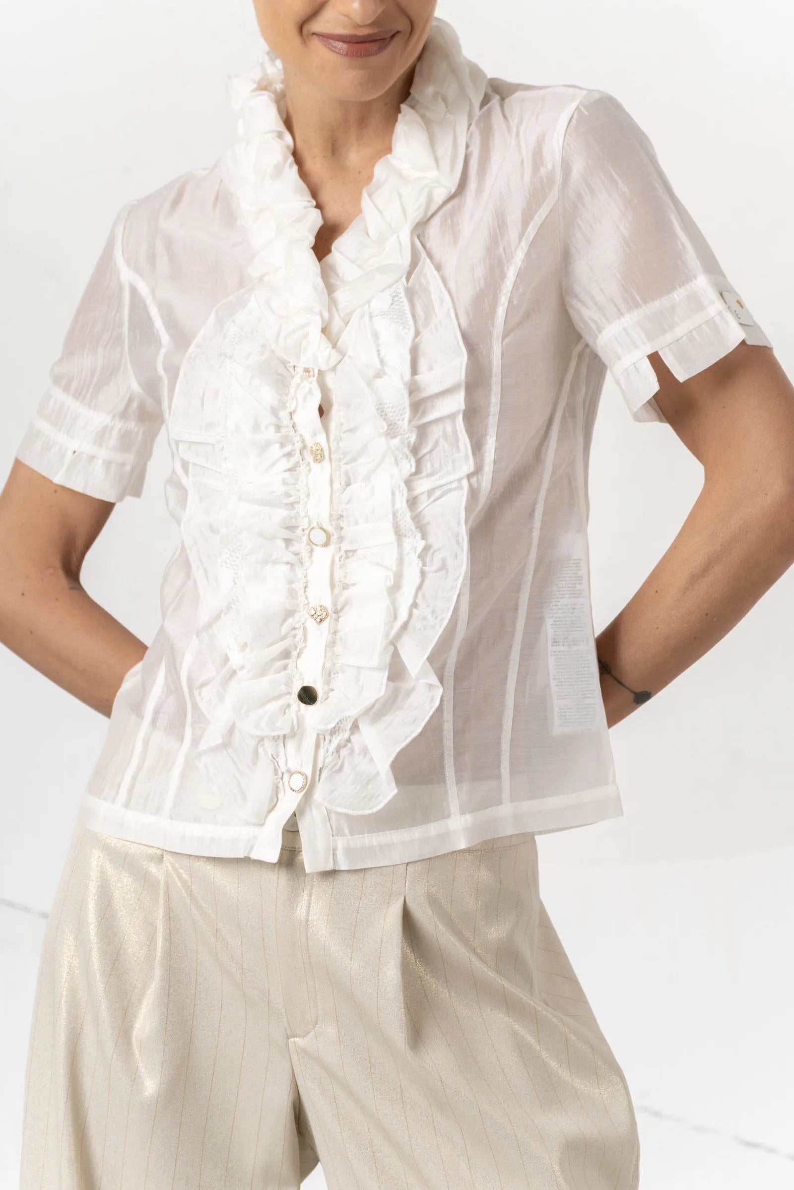 Elisa Cavaletti - Ruffle Cream Blouse
