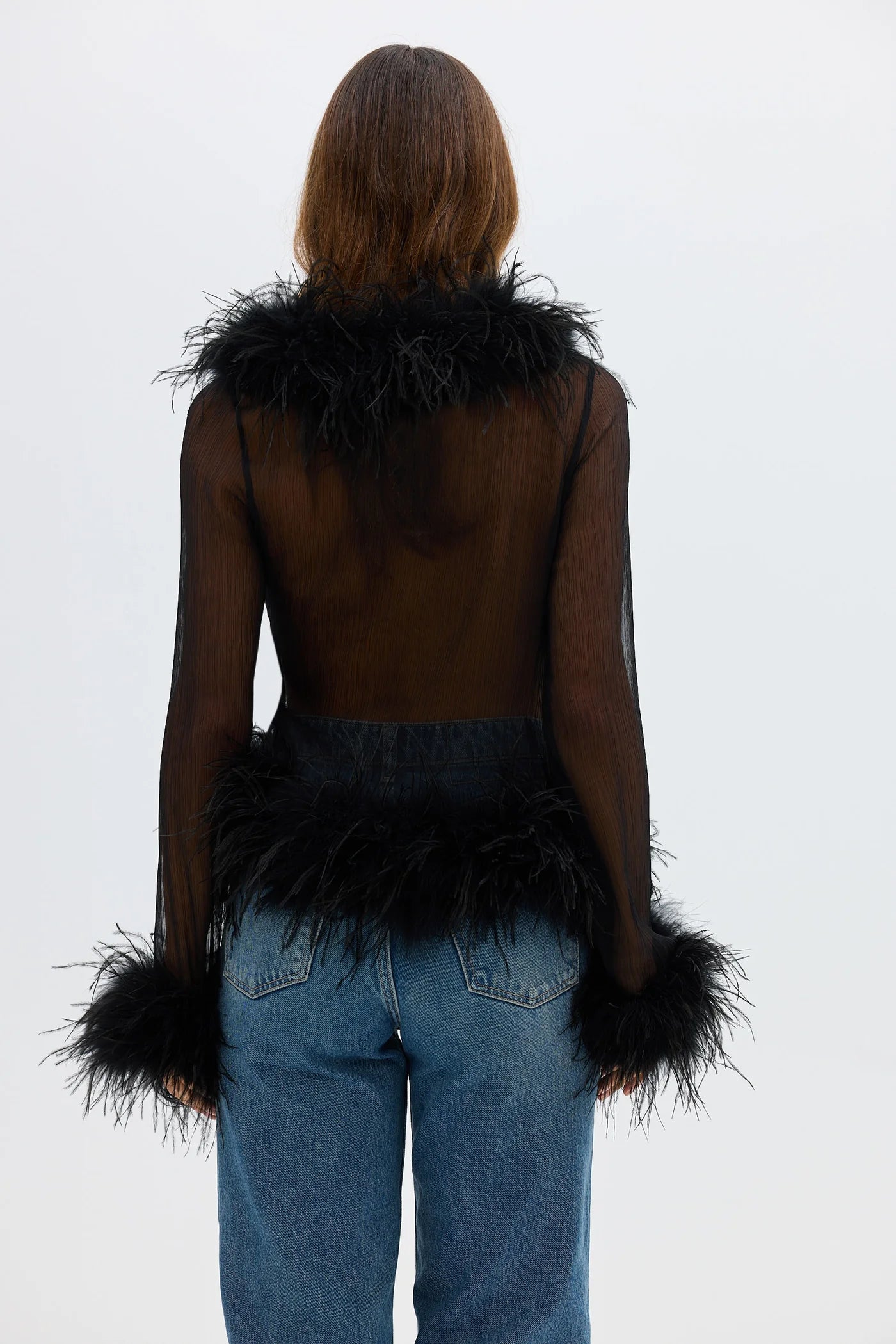 Bubish - Gigi Sheer Feather Blouse | Black