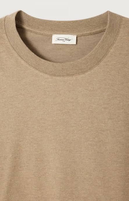 American Vintage Ypawood long sleeve top in Macchiato Melange, showing a close-up of the soft, textured fabric and relaxed fit.