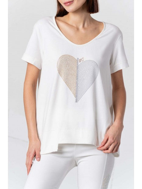 Elisa Cavaletti - Cream Tee with Heart Detail
