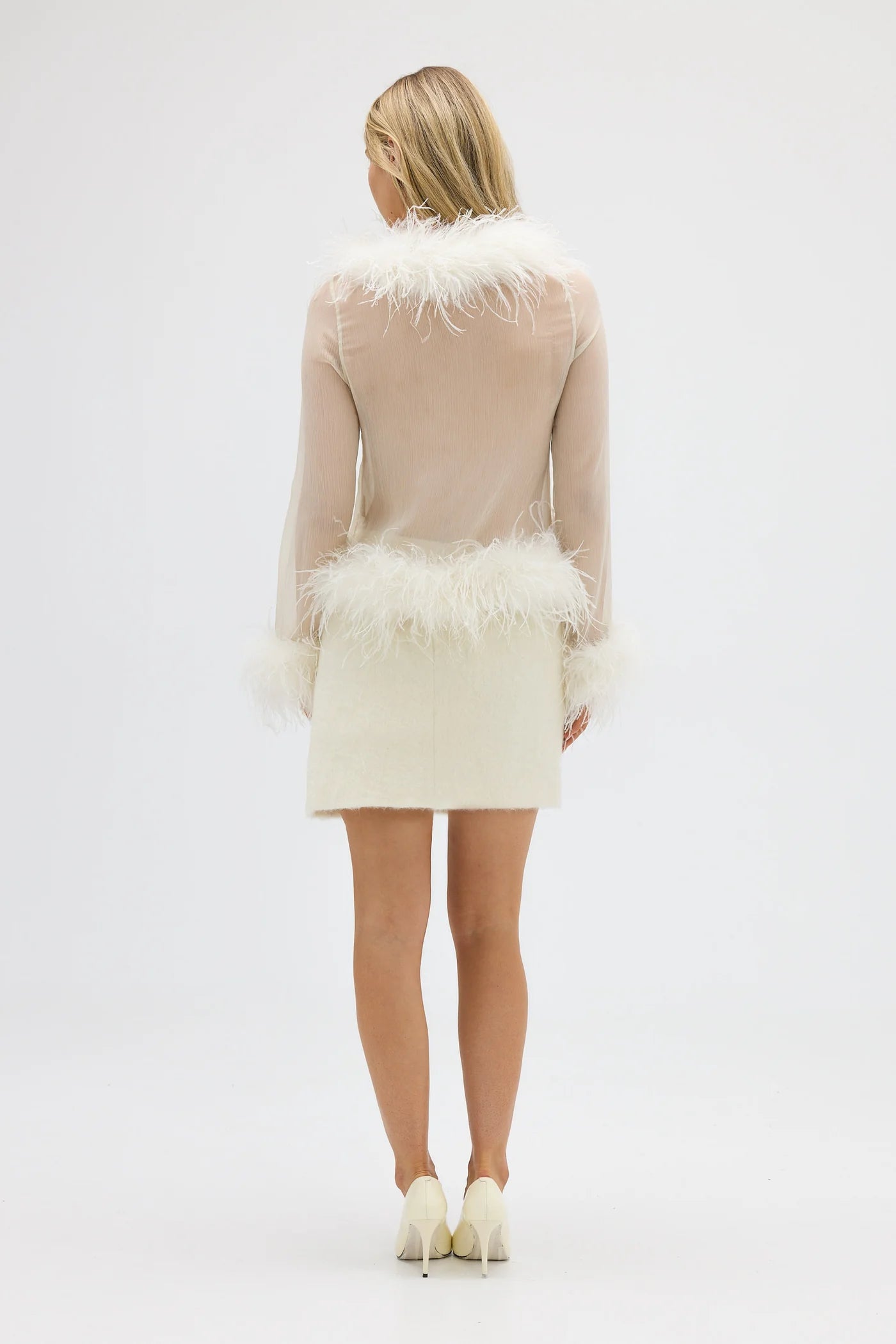 Bubish - Gigi Sheer Feather Blouse | Ivory