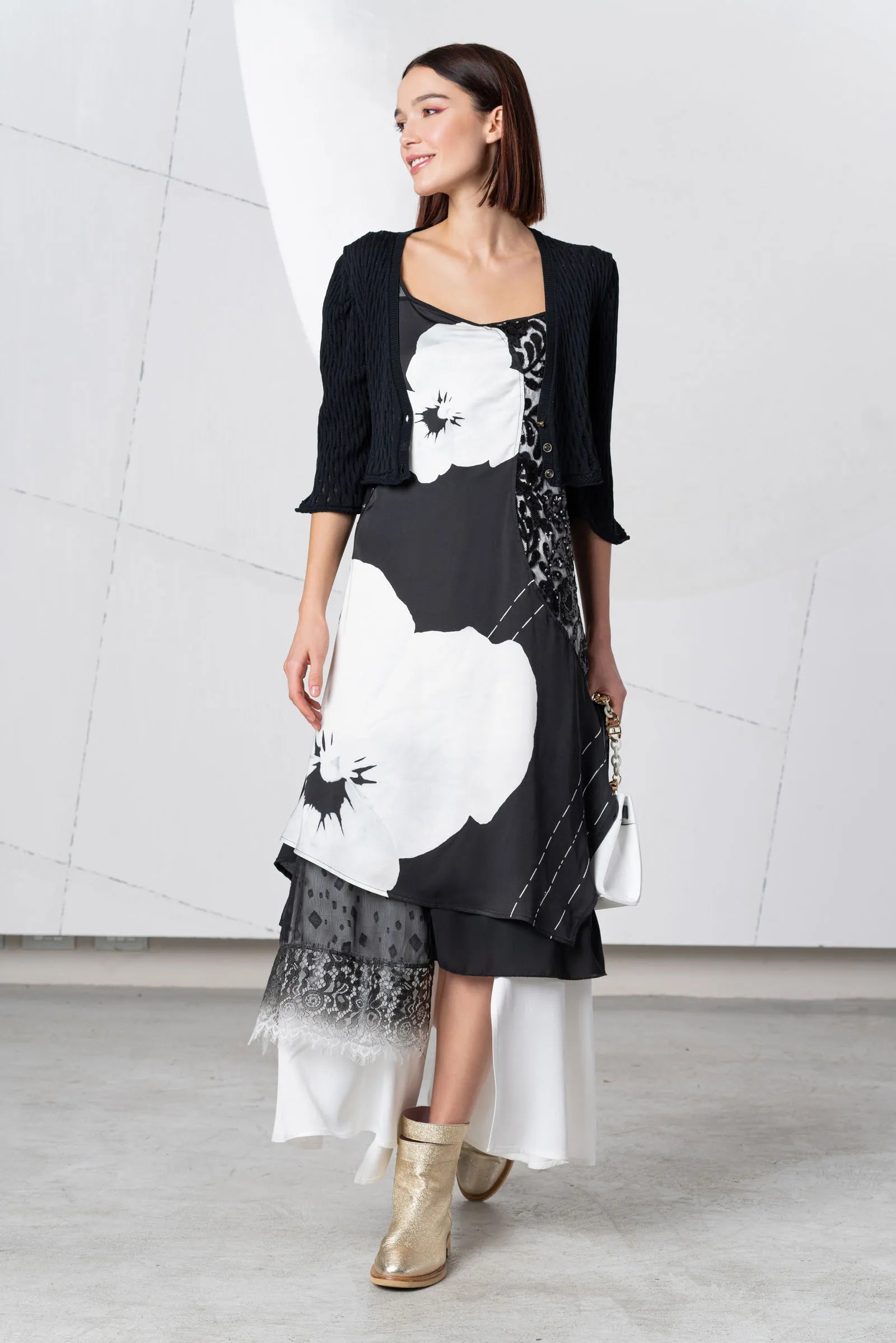 Elisa Cavaletti - Black Lace Cropped Cardi
