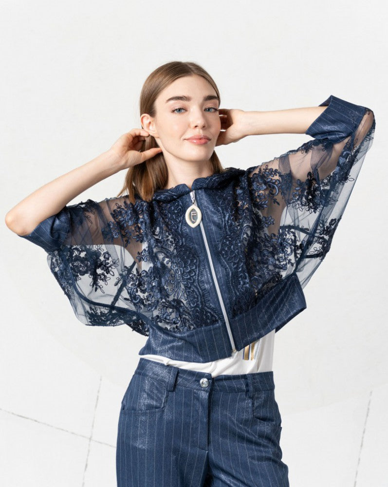 Elisa Cavaletti - Lace Bomber | Navy