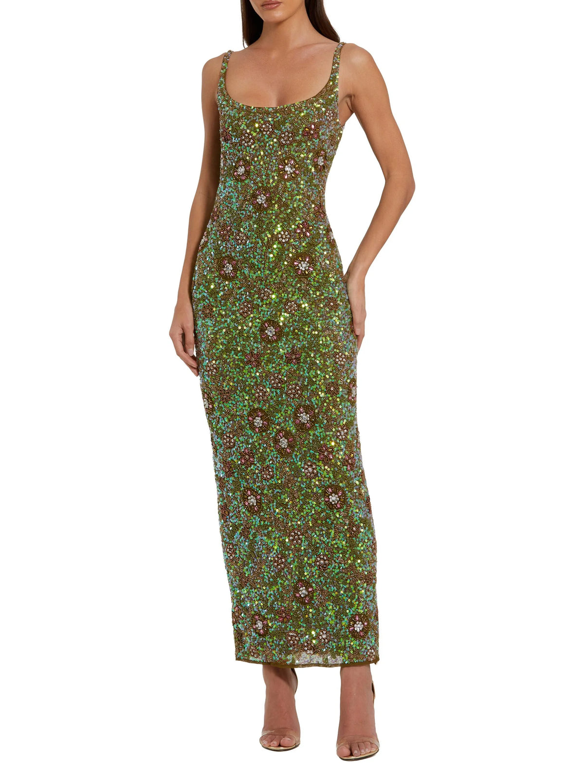 Mac Duggal - Green Hand Embellished Maxi Dress