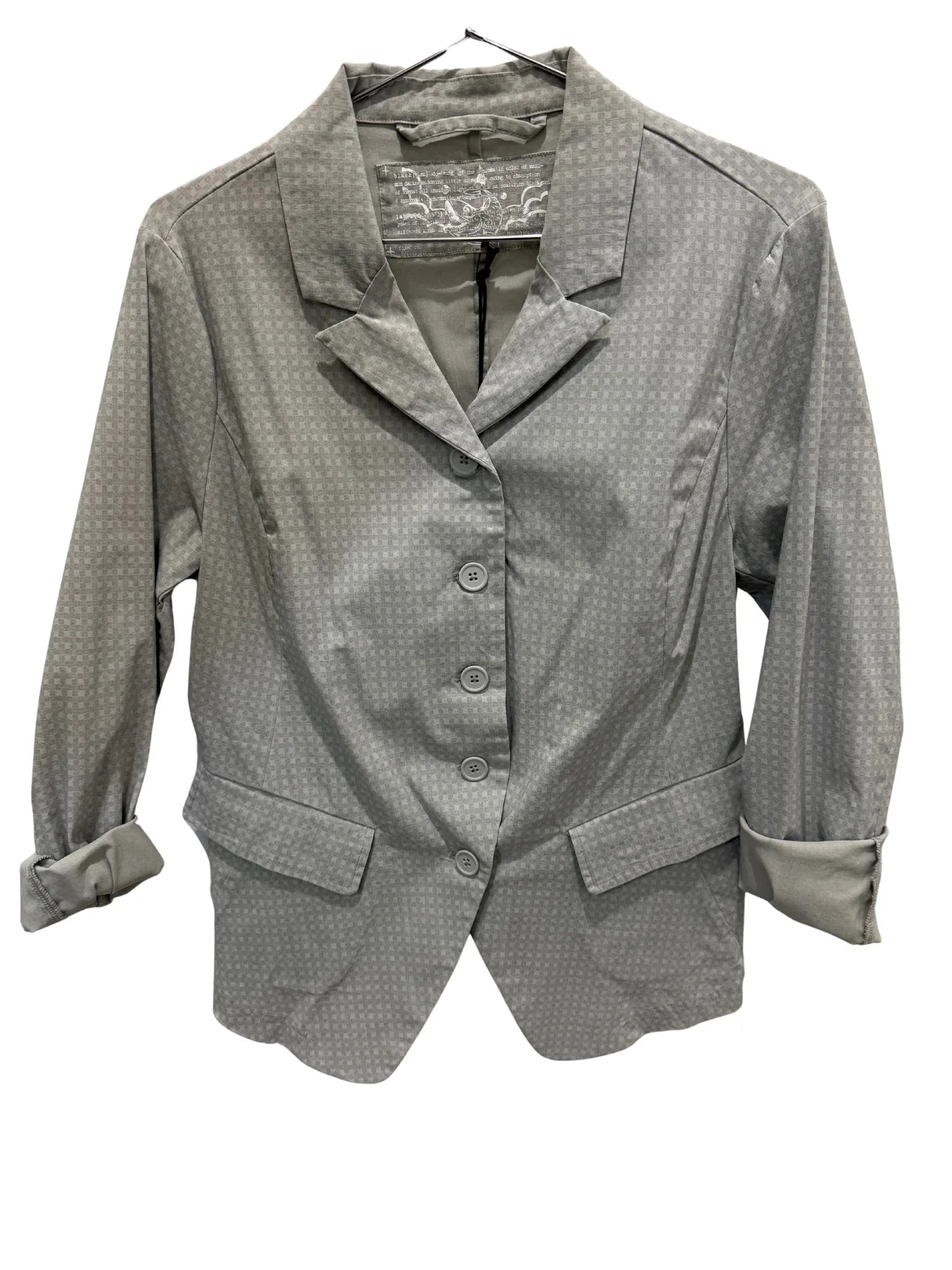 Rundholz grey check stretch blazer with tailored fit, featuring classic check pattern and structured lapels.