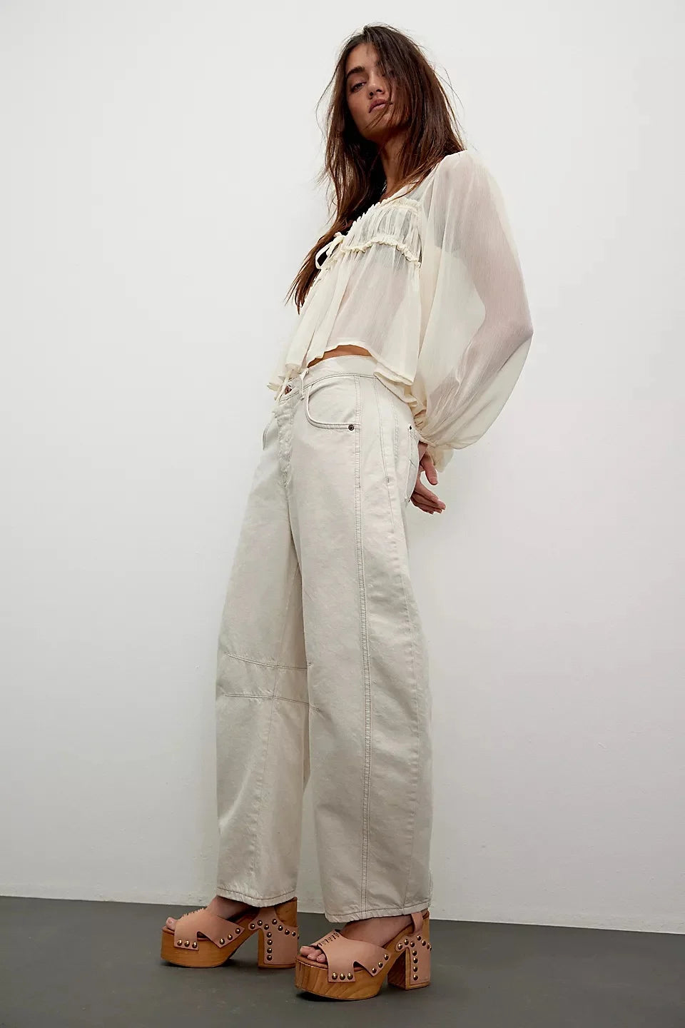 Free People - Good Luck Barrel Jean | Milk
