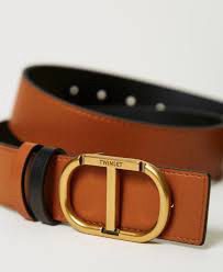 Twinset - Reversible Leather Belt with Oval T