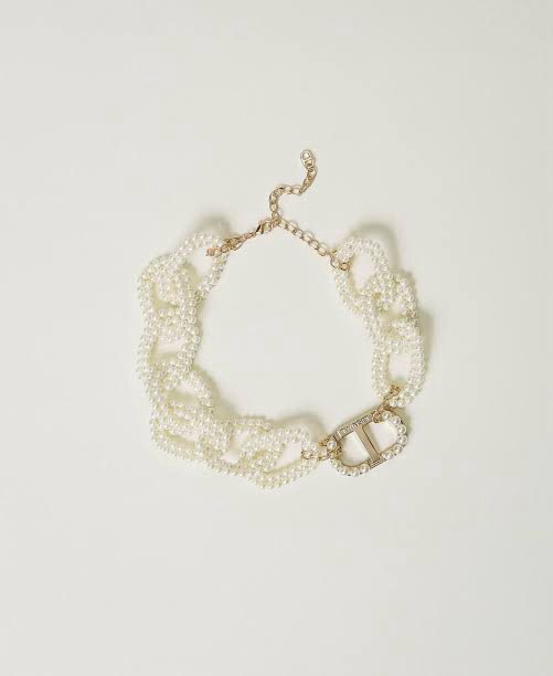 Twinset - Necklace with Pearl Chain and Oval T