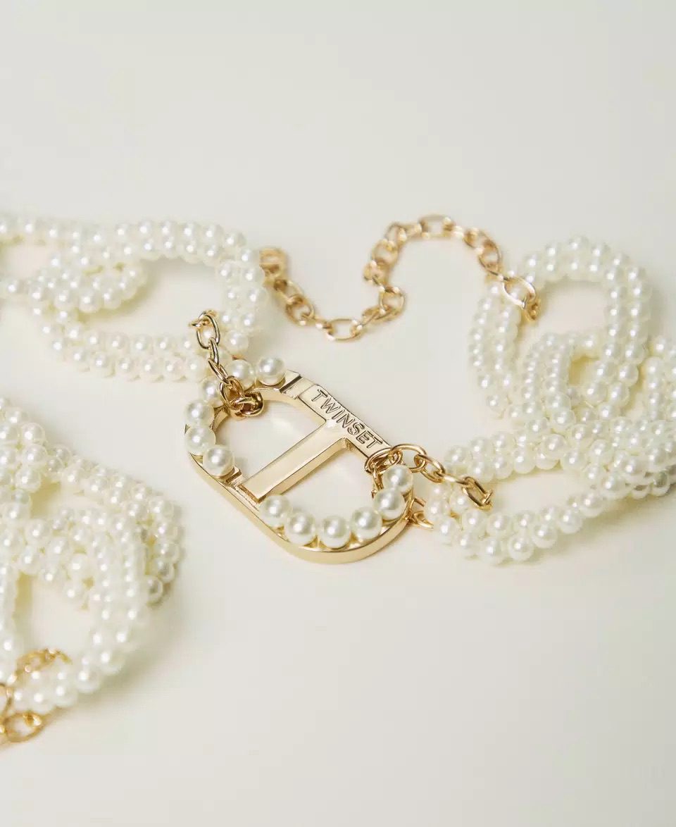 Twinset - Necklace with Pearl Chain and Oval T