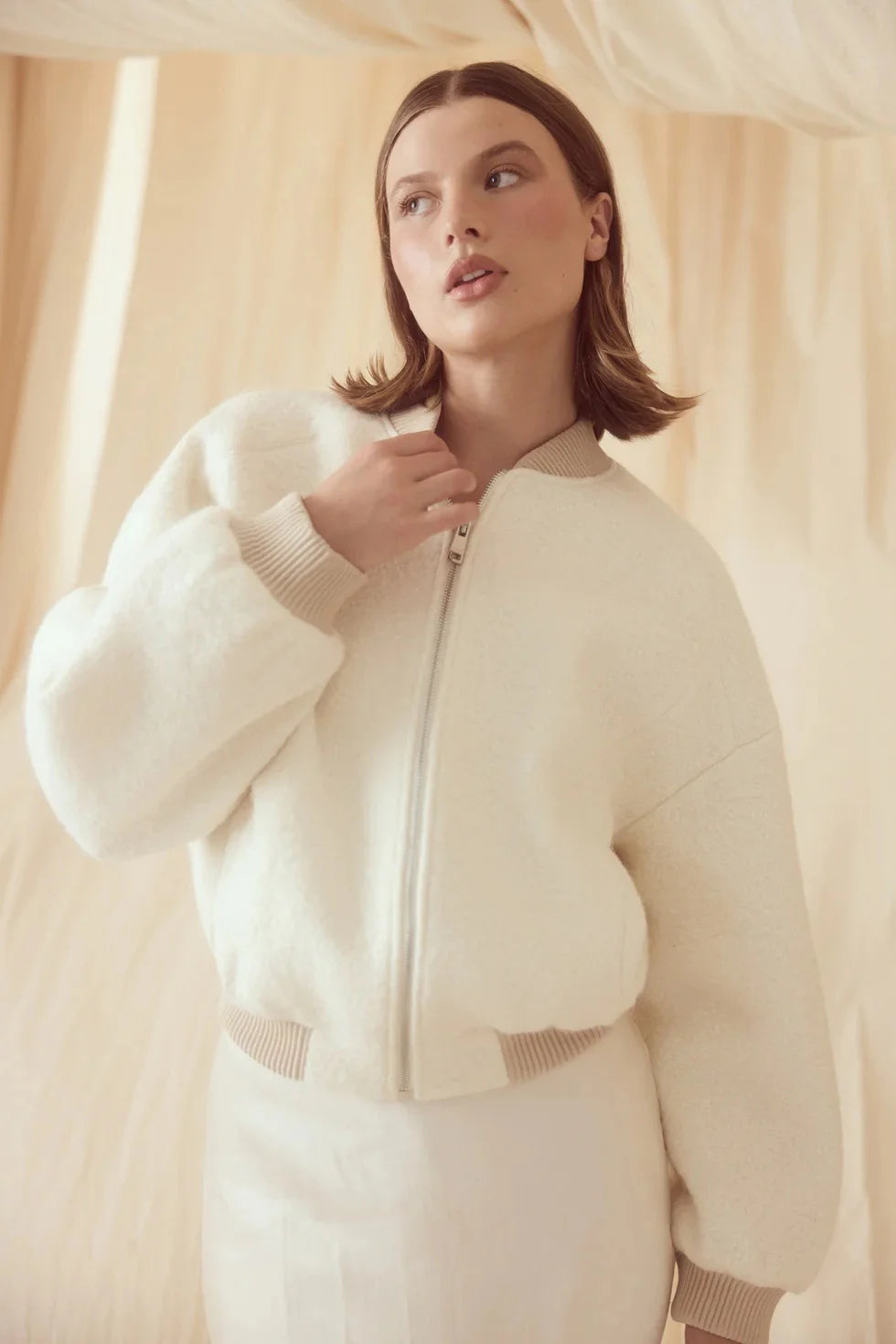 Bubish Luxe - Alanna Boucle Bomber | Oatmeal