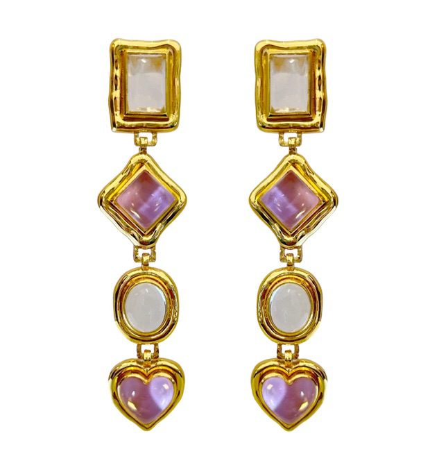 Mountain and Moon - Naomi Pink Crystal | Gold