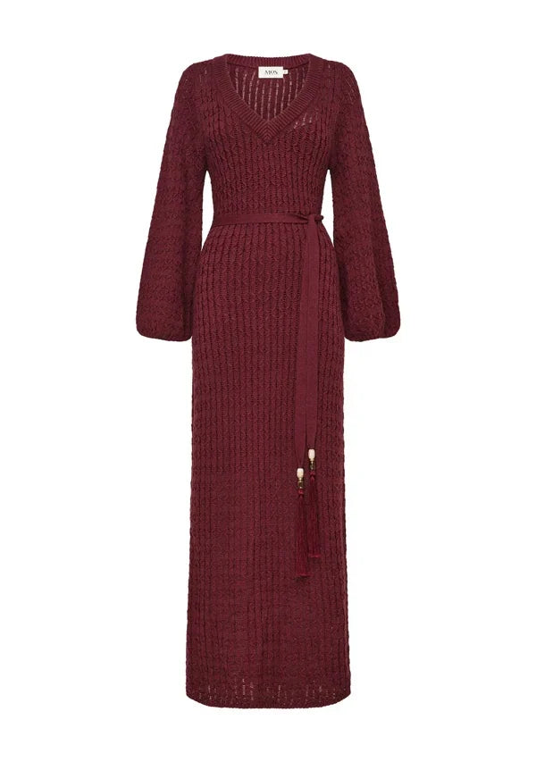 Mos the Label - Furilia Knit Maxi Dress | Cherry Lacquer