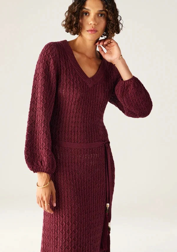 Mos the Label - Furilia Knit Maxi Dress | Cherry Lacquer