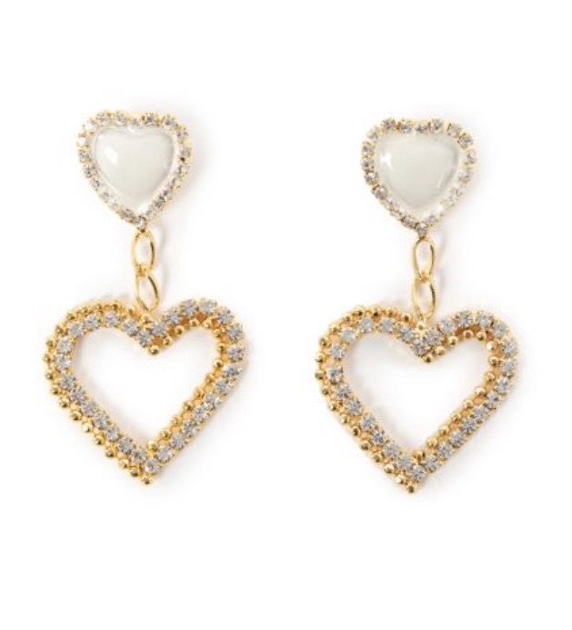 Elisa Cavaletti - Heart Earrings | Cream and Gold