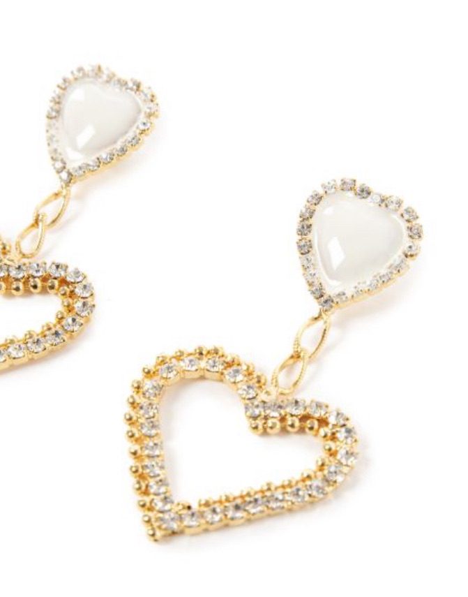Elisa Cavaletti - Heart Earrings | Cream and Gold