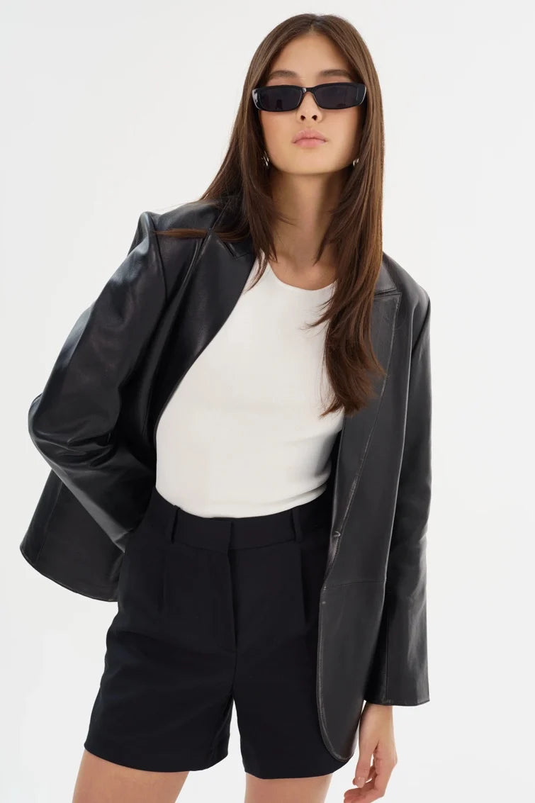 Lamarque - Karrin Distressed Leather Blazer | Black