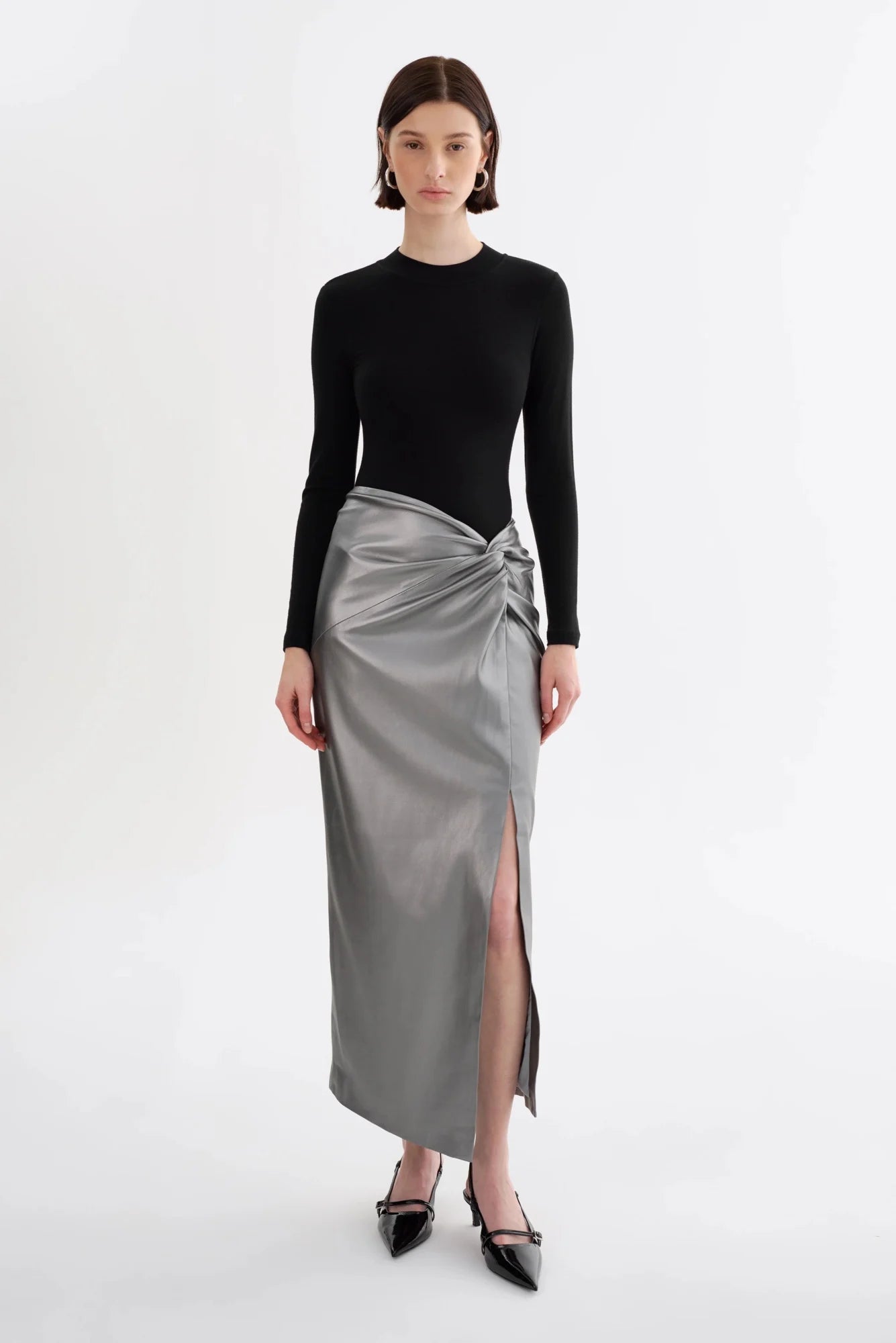 Lamarque  - Eileen Faux Leather Maxi Skirt | Gunmetal