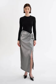 Lamarque  - Eileen Faux Leather Maxi Skirt | Gunmetal