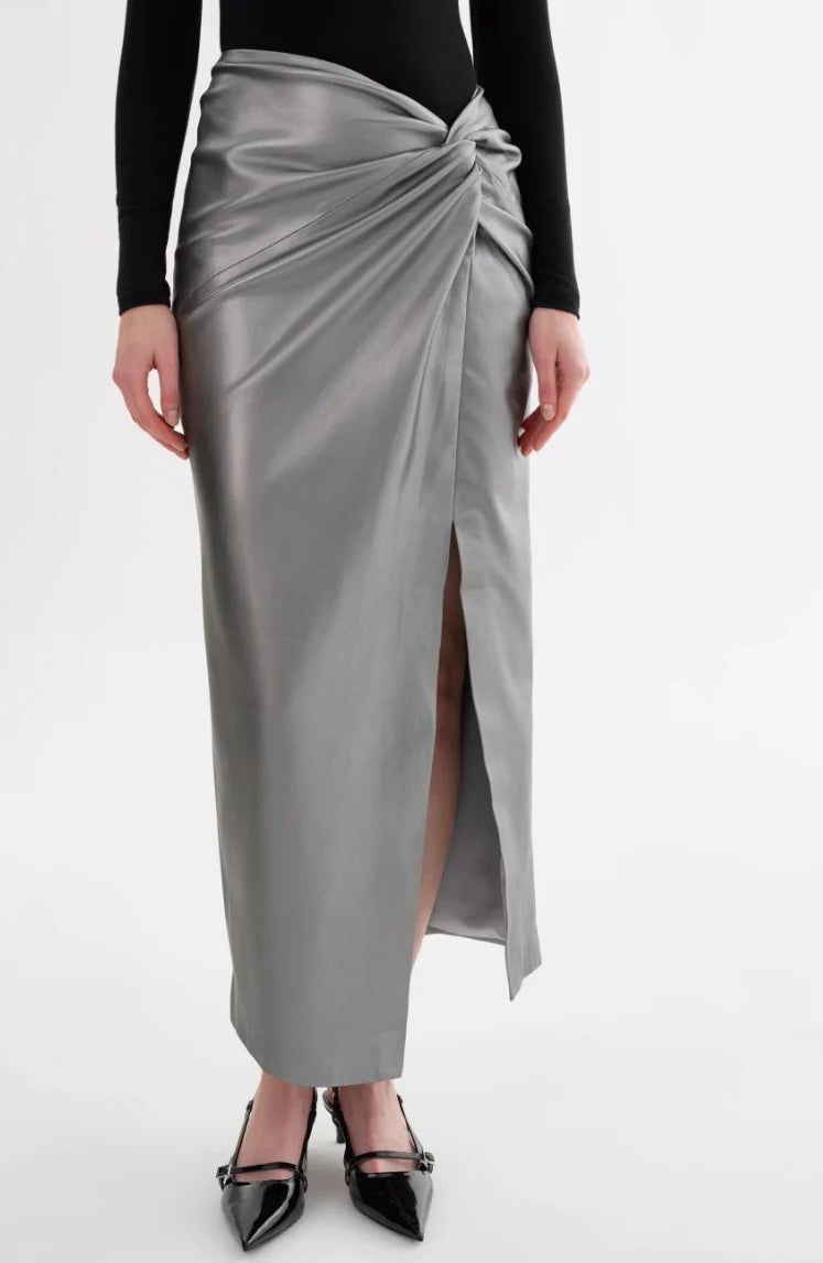Lamarque  - Eileen Faux Leather Maxi Skirt | Gunmetal