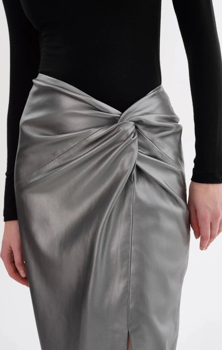 Lamarque  - Eileen Faux Leather Maxi Skirt | Gunmetal